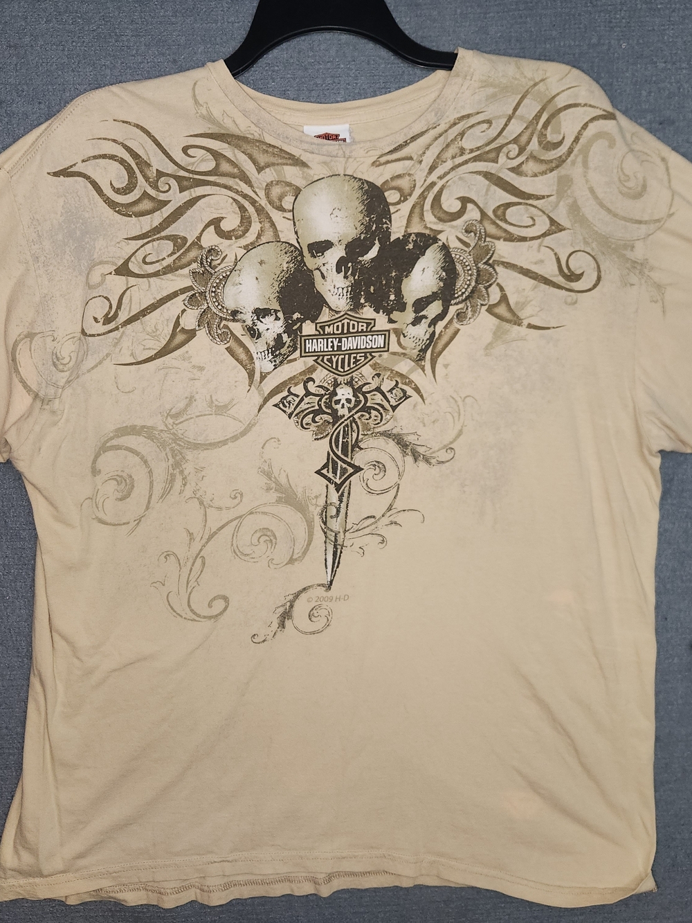 Harley-Davidson Men’s Beige Graphic Skull T-Shirt #428